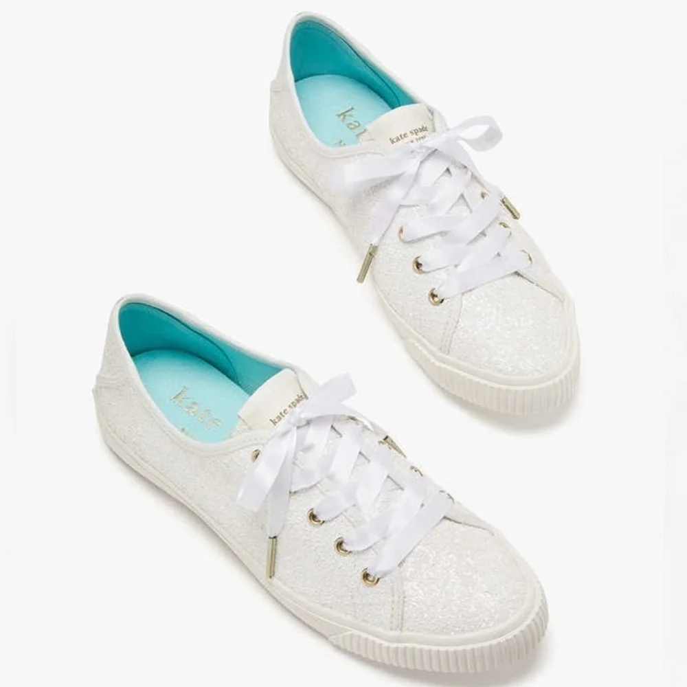 Kate Spade New York Trista Glitter Sneakers – White – Size 8B